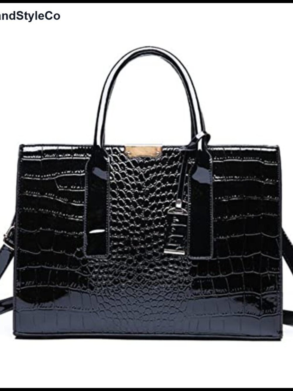 PU Leather Satchel Tote Crocodile Pattern Top-Handle Handbag with Shoulder Strap